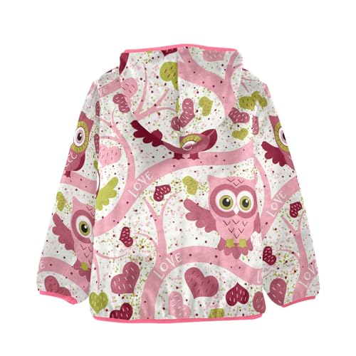 OTVEE Owls Birds in Spring Pink Kids Hoodie Jacket Fall Spring Full Zip Warm Outwear Coat2