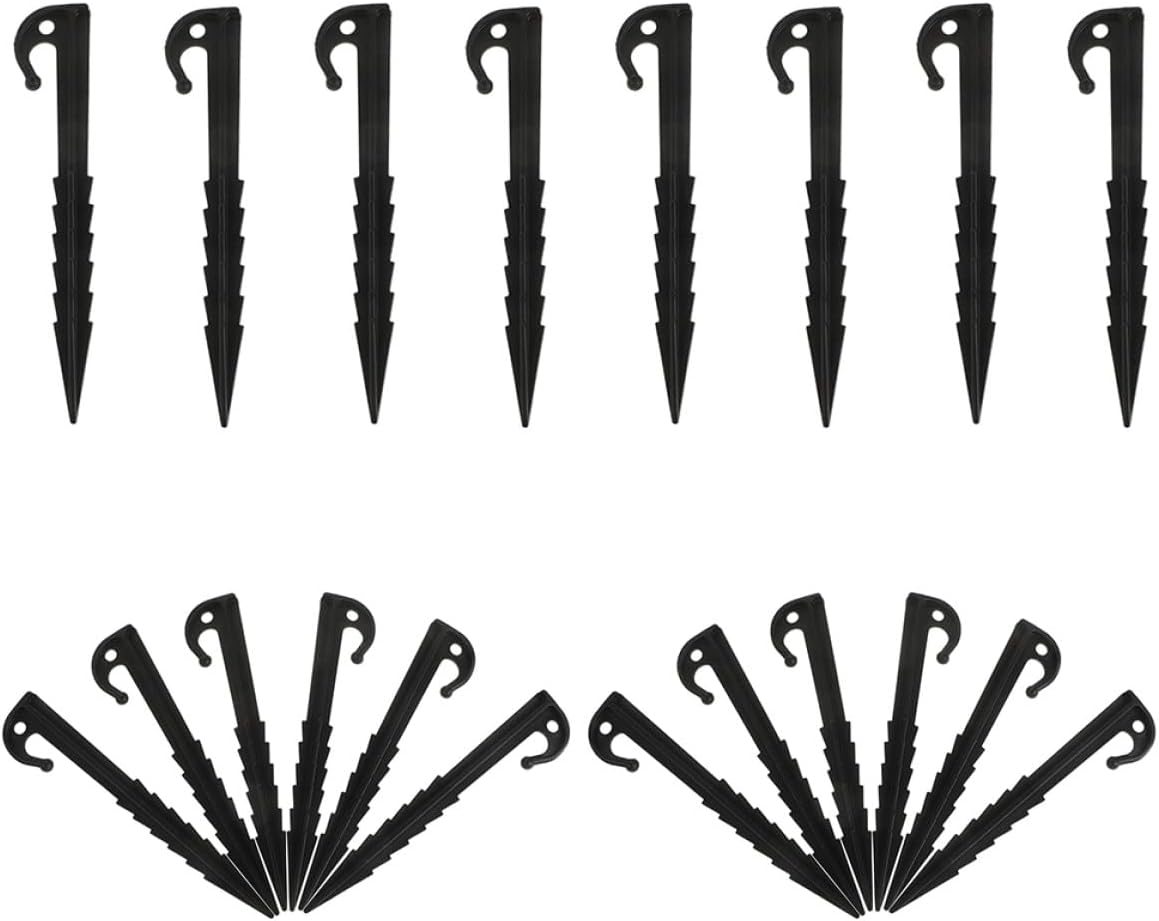 20pcs Plastic Tent Ground Stakes Serrated Design Lightweight Tent Fixing Pegs for Camping Outdoor Garden Landscape Anchors