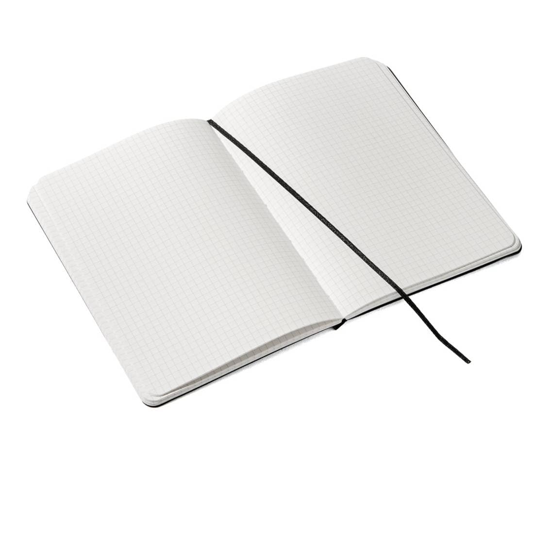 Fabriano 94727 Carnet de notes avec élastique Ecoqua Plus cousu A5 80 Fg, 5 Mm, Noir