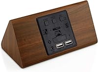 Vista 6 de Reloj de alarma de madera OCT17, reloj digital LED inteligente para recámara/escritorios, actualizado con temperatura del tiempo, brillo ajustable