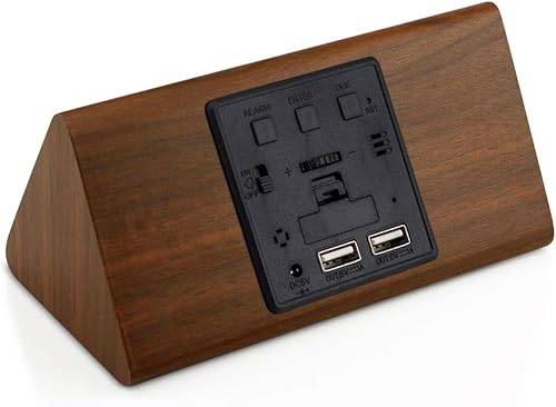 Miniatura 6 de OCT17 Reloj despertador de madera, reloj digital LED inteligente para dormitorioescritorios, actualizado con temperatura de tiempo, brillo ajustable