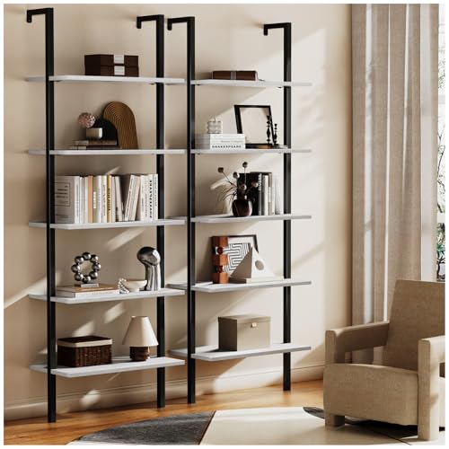 SIMPLE ESPACIO 5 Layer Wall Mounted Librero Organizador, Open Estante Organizador, Librero Minimalista Suitable for Home Office, Bedroom and Living Room (Blanco)