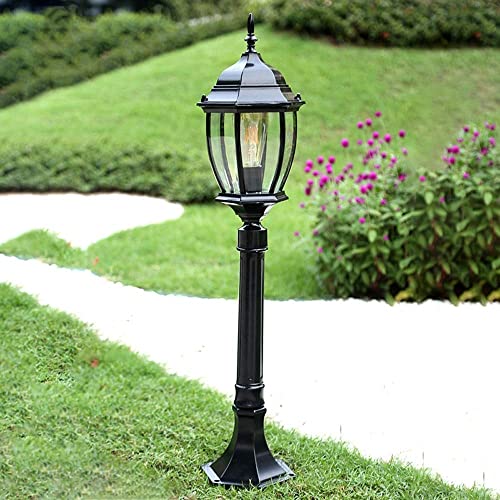 Lámpara de pie para exteriores E27, farola de cristal impermeable y columna de aluminio 3