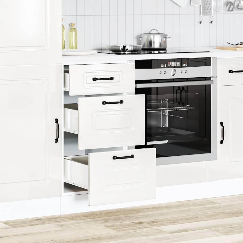 Armario de cocina Kalmar blanco de madera con patas ajustables en altura y compartimento grande para una protección fiable y fácil limpieza en su cocina, diseño compacto