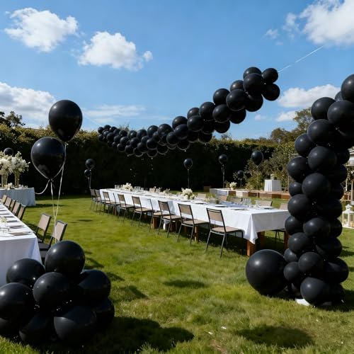 Image of 160pcs Black Balloons 12 Inch Matte Latex Balloons for Graduation Birthday Wedding Party Decorations