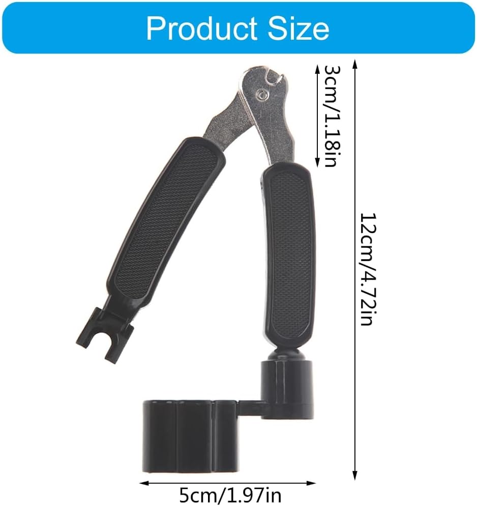 1PC Guitar String Winder Black Handle 3-in-1 Tool with Cutter Bridge Pin Puller For Guitarists Maintenance
