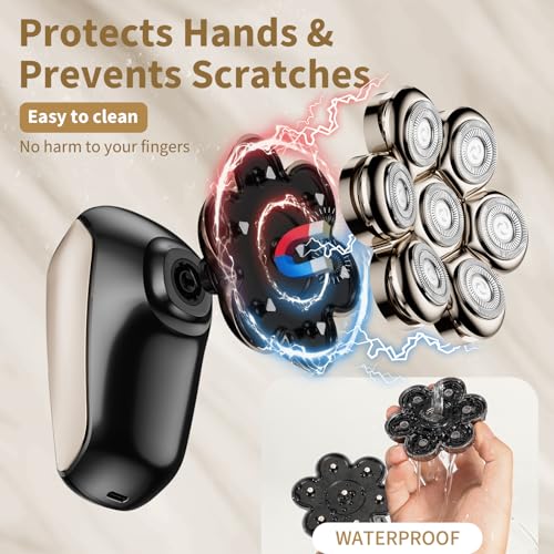 Image of SHPAVVER Head Shavers for Bald Men: 5-in-1 Electric Razor - IPX7 Waterproof Shaving Grooming Kit for Balder - Turbo Speed & Precision Blades (Little Gold)