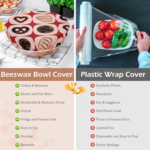 5Pcs Reusable Beeswax Elastic Bowl Covers for Bread Proofing and Food Cover - image 7