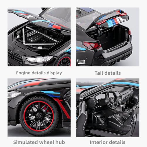 Image of 1:32 Scale M4 Track Version Alloy Pickup Car Toy Metal Pull Back Diecast Car with Openable Door and Sound Light, Gifts Toys for Kids【Black】