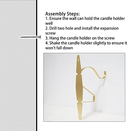 Wall Candle Sconces Set Of 2, Metal Sconce Wall Candle Holder, Farmhouse Wall Hanging Candle Sconces, Handcrafted Wall Art Decorations, Gold #TOP5