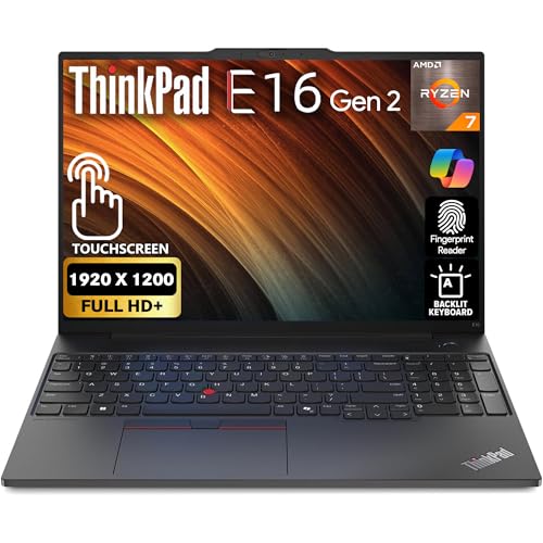 Lenovo ThinkPad E16 Gen 2, FHD+ 16' Touchscreen, AMD Ryzen 7 7735U, 24GB RAM, 1TB SSD, Fingerprint, Backlit Keyboard, WiFi 6E + BT, RJ-45, FHD Webcam, Win 11 Pro, AI Business Laptop