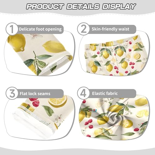 Girls' Athletic Leggings Ankle Length Yoga Dance Pants Kids Teen 4T Lemon Cherry3