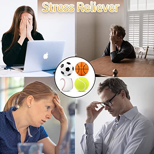 4 Stück Stressball Streßball Knautschball Antistressball lustige Gesichter Softball Squeeze Bälle, Finger Übung / Stress Relief Emotionale Spielzeug - Fußball Basketball Baseball Tennisball