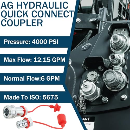 Image of 3 /8 inch NPT Ag Hydraulic Quick Connect Coupler, ISO 5675 Poppet Pioneer Style Tractor Couplers with Dust Caps, Interchangeable with Parker 4000 Series | Safeway S20 Series