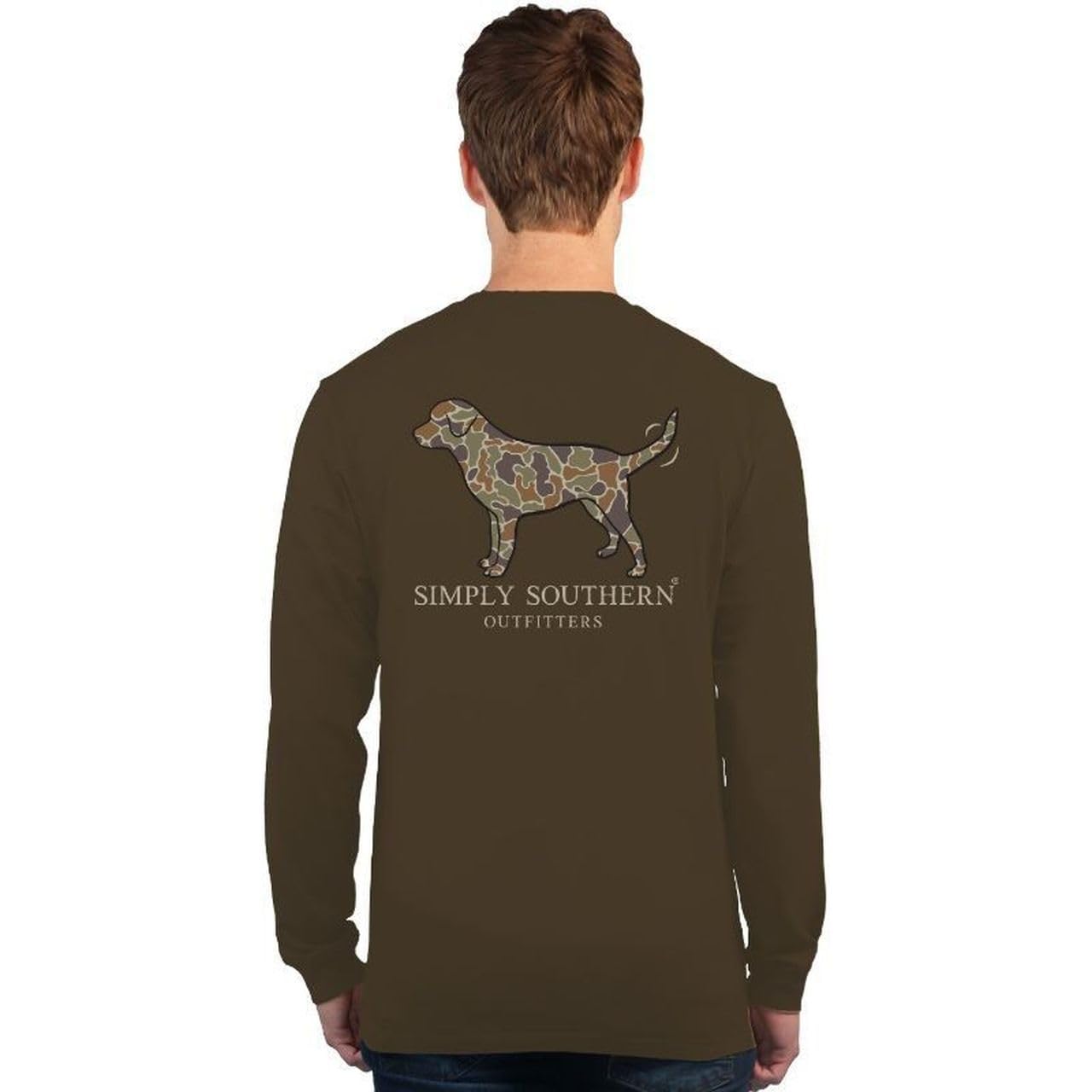 Simply Southern| Camoflauge Dog | Preppy and Stylish Unisex Umber Relaxed-Fit Long Sleeve T-Shirt