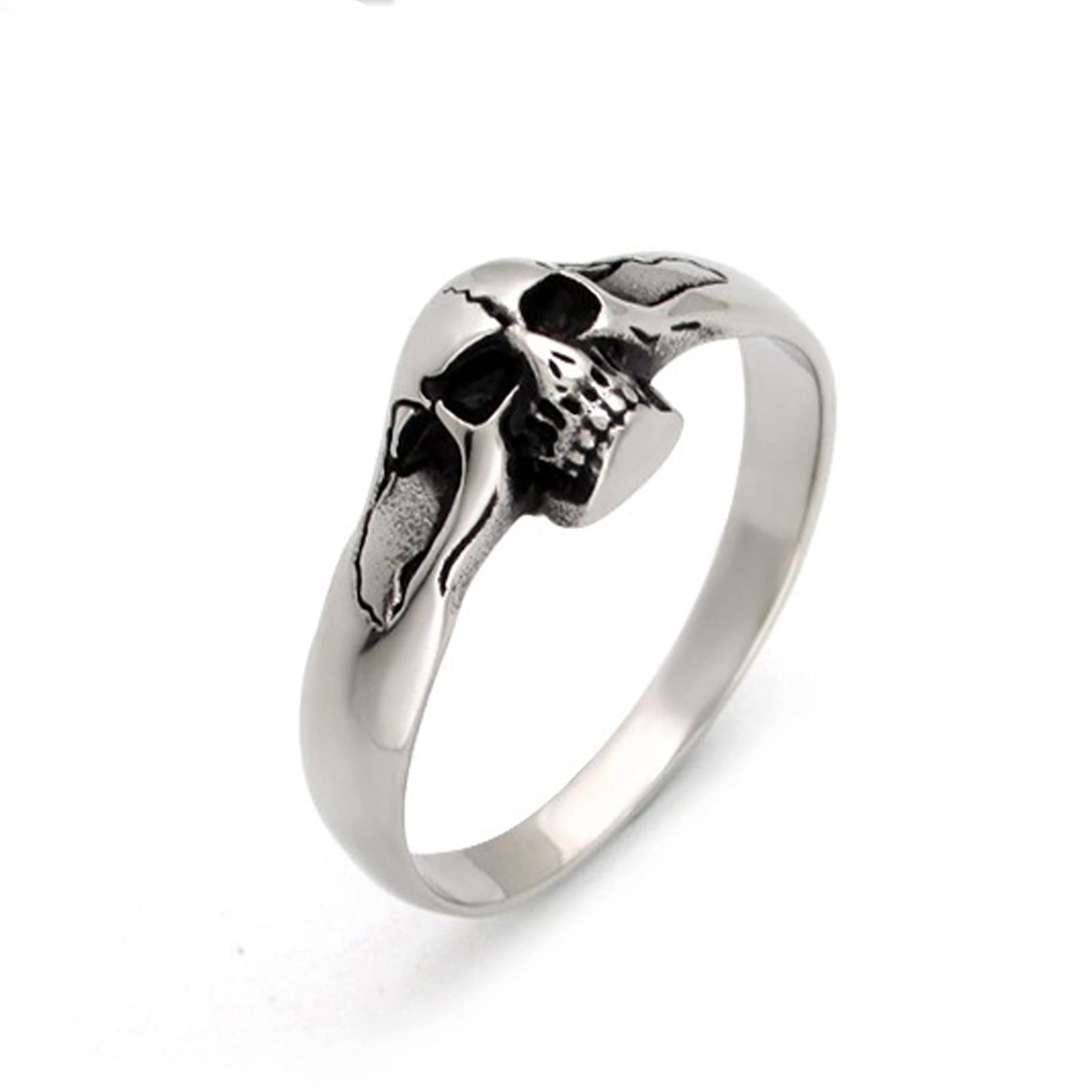 Bague crâne fissuré Aswin en acier inoxydable robuste style gothique