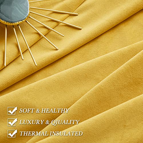 Image of RYB HOME Gold Velvet Curtains 84 inches, Room Darkening Privacy Window Curtains Decorative Thermal Insulated Backdrops for Living Room Bedroom Home Office, W52 x L84 inches, 2 Panels Set