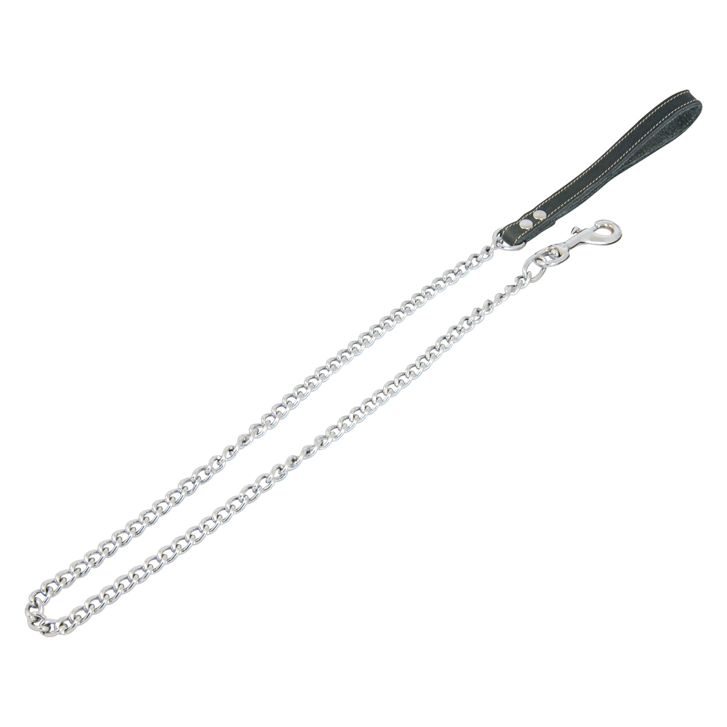 JACK AND VANILLA, Chain Lead for Dogs, Greasy Leather, Size 16 mm x 110 cm Grey