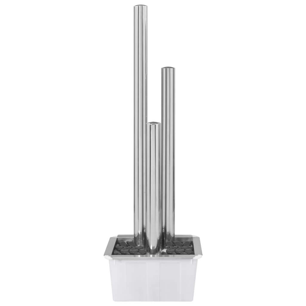 vidaXL Gartenbrunnen mit LED Beleuchtung Säulenbrunnen Springbrunnen Garten Deko Brunnen Zierbrunnen Wasserspiel Silbern 48x34x153cm Edelstahl