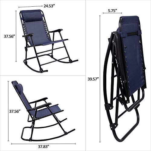 Furniwell 913 Patio Rocking Zero Gravity Chair Outdoor Wide Recliner Portable Lounge Chair Folding With Headrest For Camping Fishing Beach Poolside thumb #2
