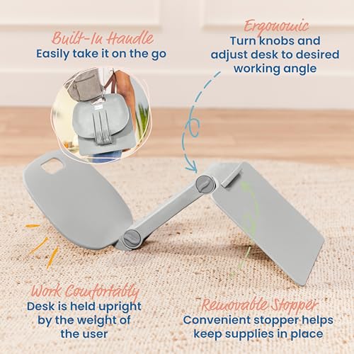 Image of ECR4Kids The Surf Folding Portable Activity Lap Desk, Adjustable, Flexible Seating, Light Grey