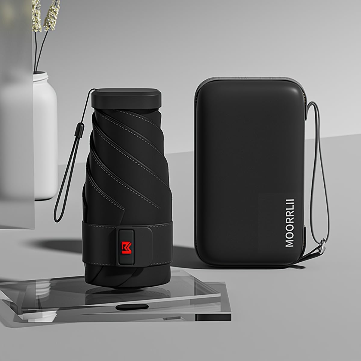 Moorrlii Travel Mini Ombrello per Borsa Con Caso-Piccolo Compatto Ombrello UV Protezione Sole-Leggero Piccolo Ombrello Tasca Con Caso Per Donne, Ragazze