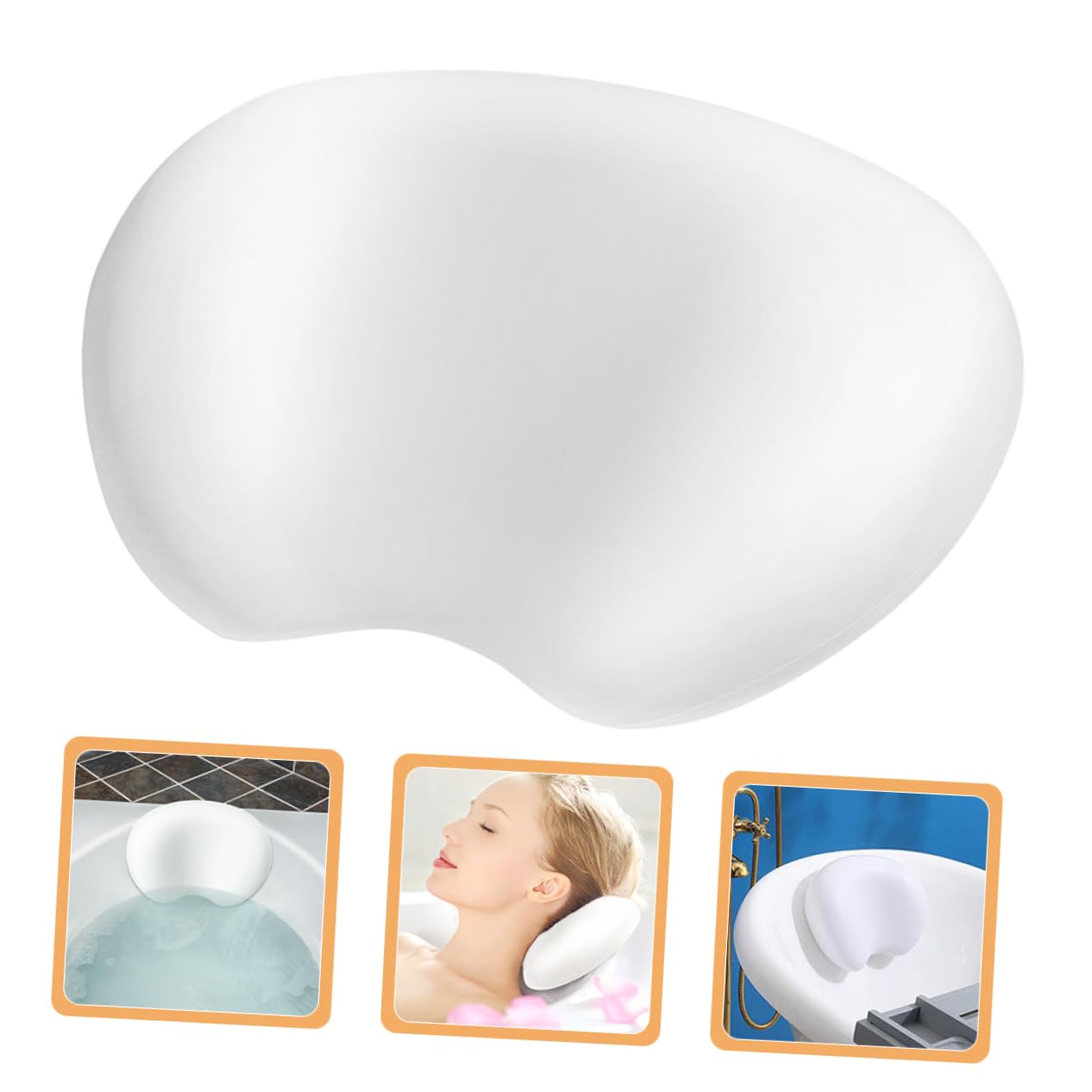 Almohada para Reposacabezas de Bañera 3D Blanca de PU Antideslizante para Baño SPA en Casa, Cojín Ergonómico para Cuello y Cabeza, Soporte Relajante para Adultos