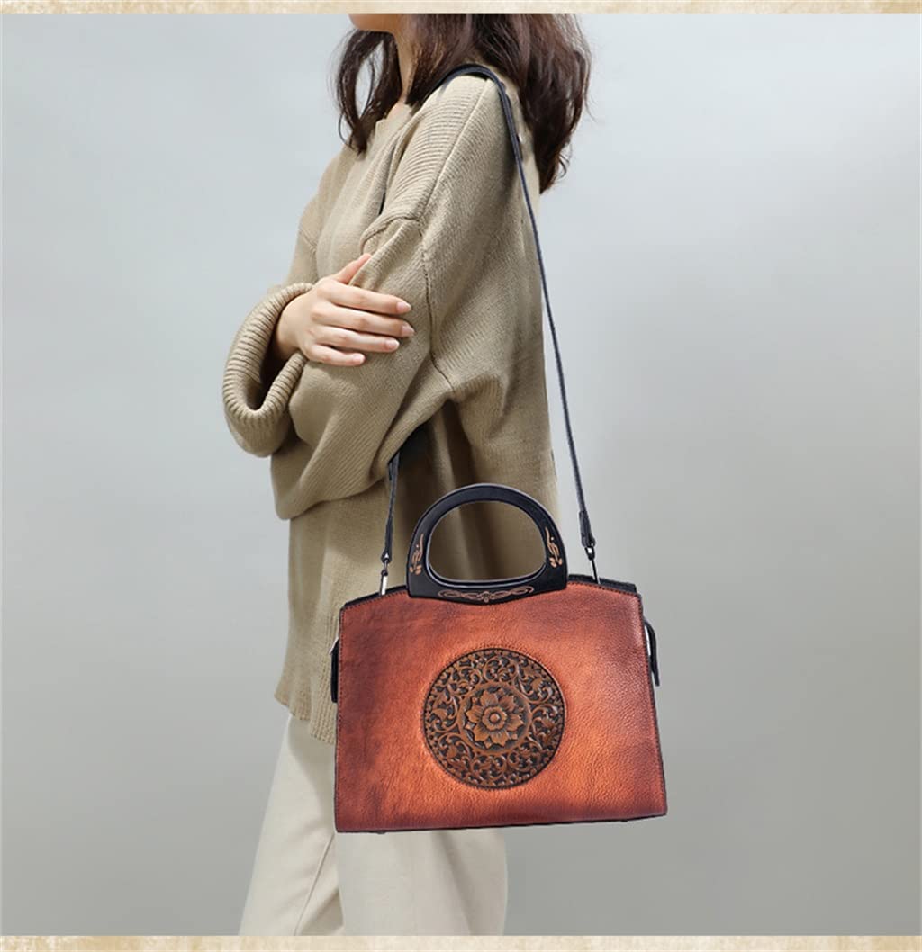 Bolsos de mano vintage en relieve para mujer, multifuncionales, de cuero, bolsos de hombro