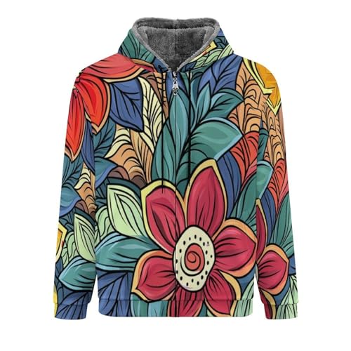 Sweat à capuche chaud en polaire zippée style chemise d'hiver homme