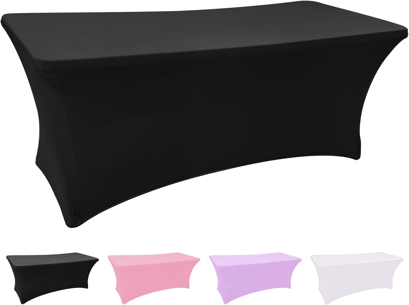 Grantop Black Stretchable Spandex Tablecloth, 4FT Tight Fitted Stretchy Table Cover Rectangular, Washable Stretch Rectangular Patio Table Covers for Party Wedding Event (Black, 4FT)
