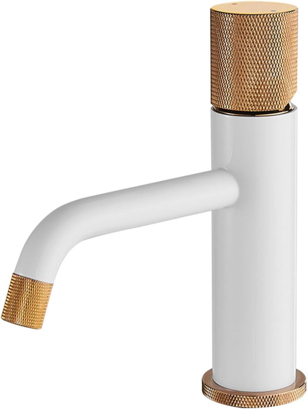 Bathroom Sink Faucet, Single Hole Bathroom Faucet Brass, Deck Mount Bathroom Faucet Modern, Cold and Hot Water Mixer Tap, Vanity Lavatory Faucet,White Rose Gold (White Rose Go