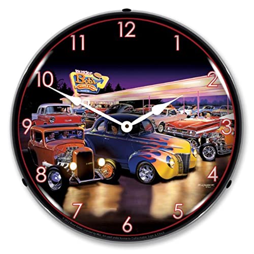 Burger Bobs LED Wall Clock, Retro/Vintage, Lighted, 14 inch