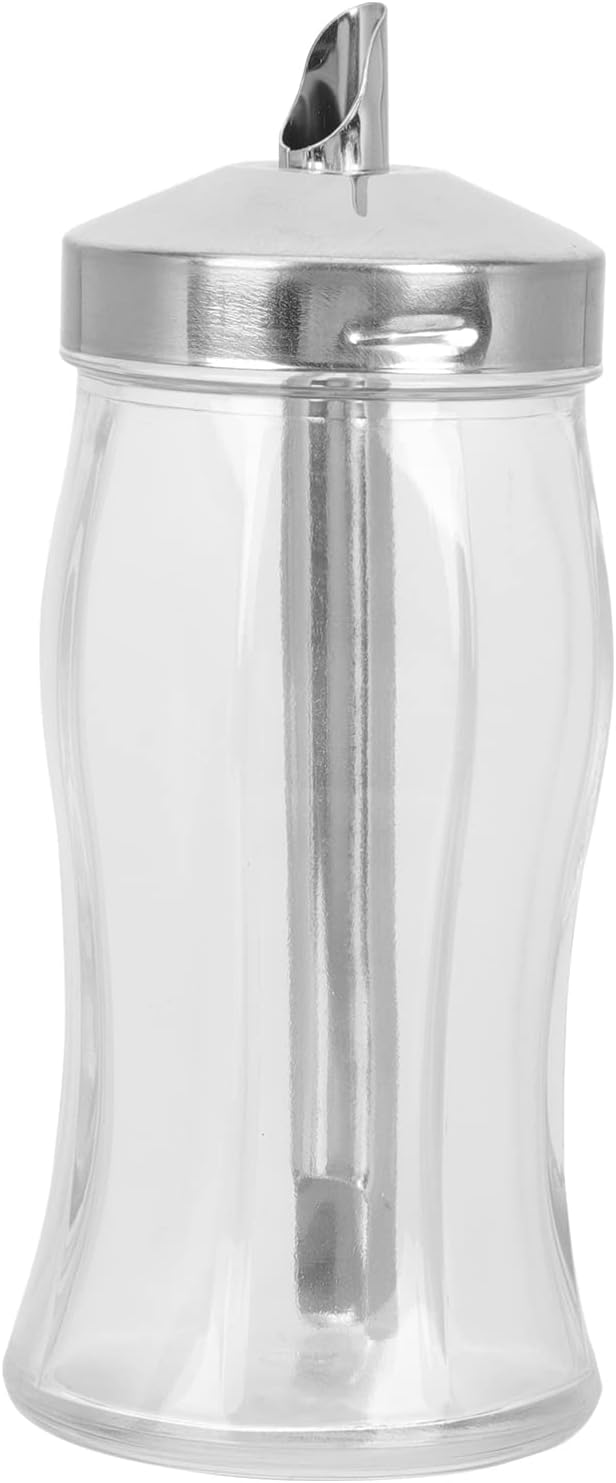 Stainless Steel Container of 2 Sugar Dispenser and Glass Sugar Dispenser Sugar Pourer Glass Sugar Shaker Shaker with Pouring Condiment Containers Jars,Assorted Colorx2pcs-15x6.5cm x2pcs