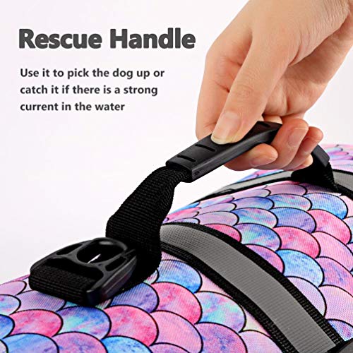Due Felice Dog Life Jacket For Swimming Boating Pet Safety Floatation Vest Life Preserver With Rescue Handle, Small Medium Large Dogs Mermaid/Small #TOP3