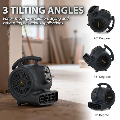 Image of 1100 CFM 3-Speed Industrial Air Mover Floor Blower Fan with Timer