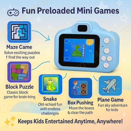 Image of Toy Imagine Kids Digital Camera 1080p Video & 5.0MP Photos 2-Inch Screen, USB Rechargeable & Portable Fun Mini Toy Camera for Boys & Girls Age 3-10 Educational Birthday Gift(Blue)SD Card Not Included