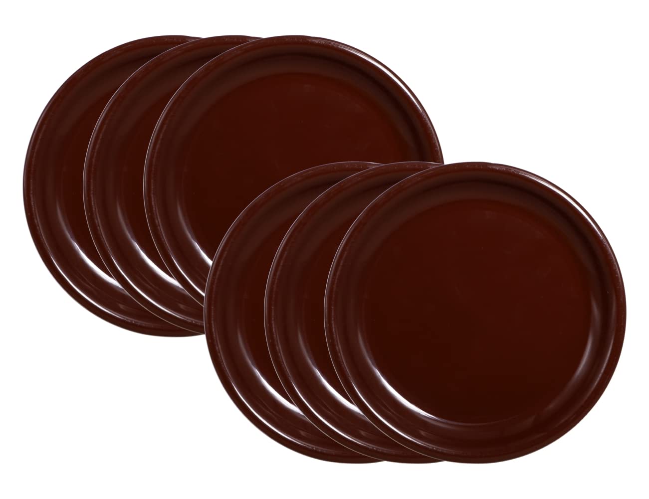 Wonder Plastic Prime Microwave Safe Unbreakable Plates Set, 6 Pcs Full Plate, Choco Color, Made in India, KBSP07484