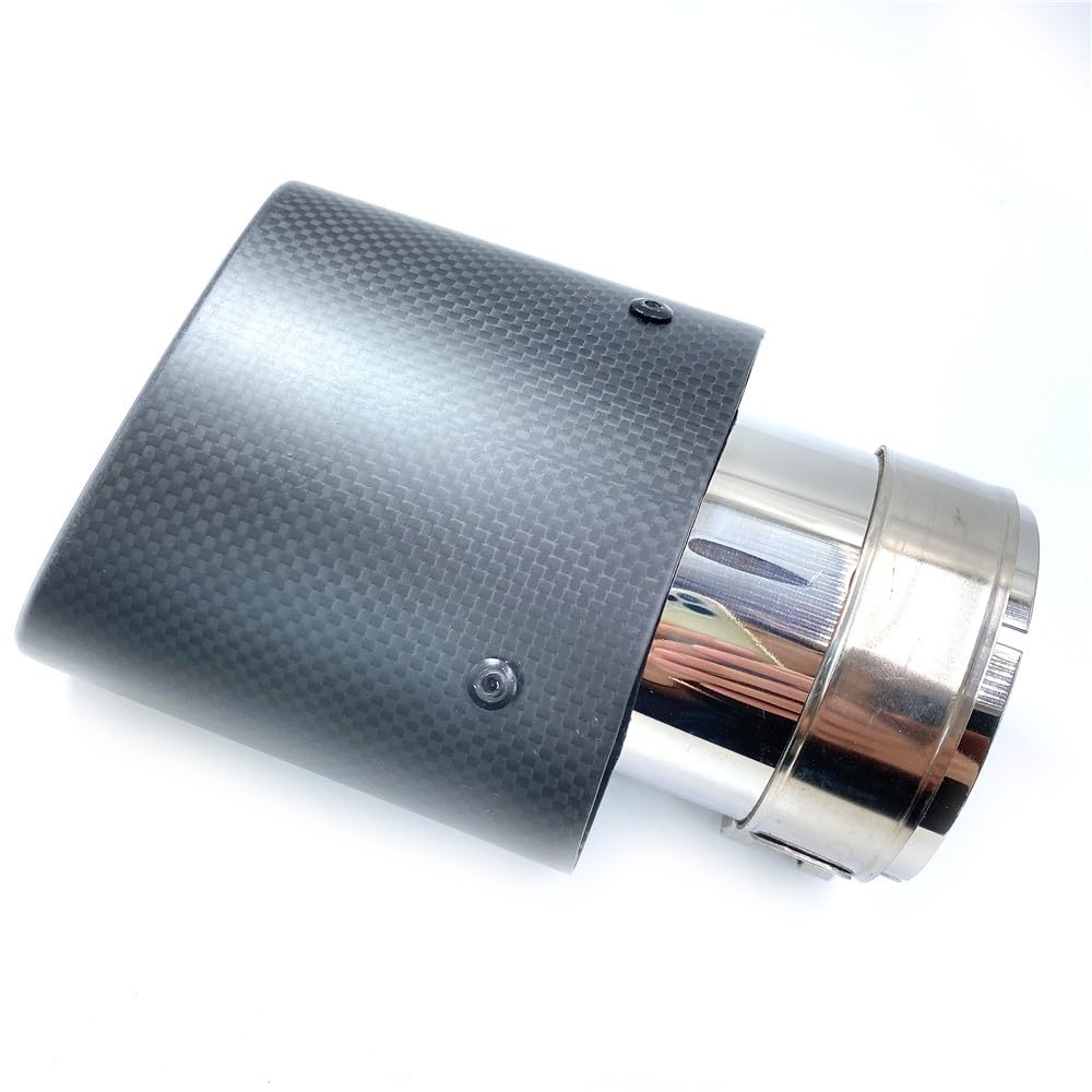 Cola De Escape Coche 1 Uds. Puntas de escape ovaladas inclinadas for coche, escapes fibra carbono mate, tubos ovalados, silenciador negro inoxidable, puntas dobles(60mm-130mm Oval)