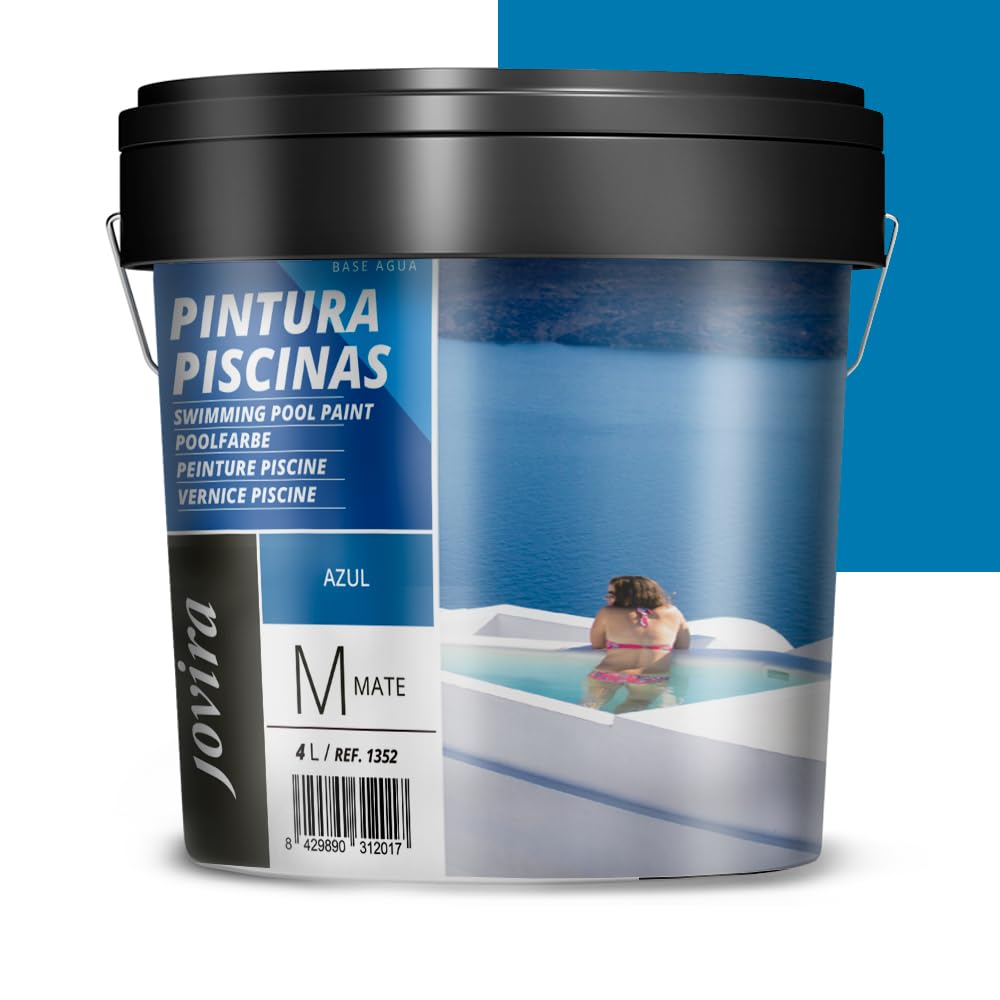 JOVIRA PINTURAS Pintura Piscinas al Agua. Protección y decoración de piscinas. (4 Litros, Azul) A-35