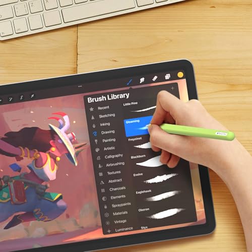 Image of Ultra-Thin Protective Pencil Cover for Apple Pencil Pro & 2nd Gen, Compatible with Apple Pencil Pro 2024 & 2nd Gen, Silicone Case Sleeve, Glow Green
