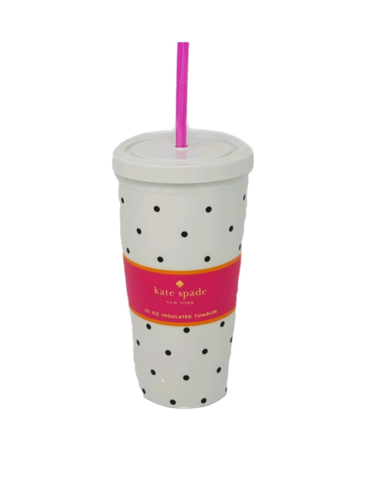 Kate Spade New York Insulated Tumber With Straw, 20 oz (Larabee Dot Black)