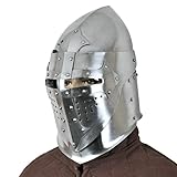 Munetoshi Functional 16G Medieval Knight Pig Faced 14th Century Bascinet Helmet SCA Armor