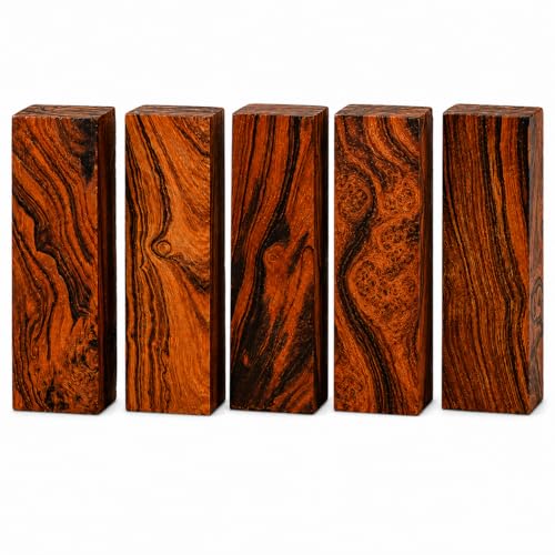 IECAP LLC Desert Ironwood Blanks Pack of 5 — Exotic Hardwood Lumber Blocks 5 1/8 x 1 3/4 x 1 1/4 In — Dense Ironwood Wood Turning Blanks for Knife Handles, Pen Making, Carving & DIY Woodworking Crafts