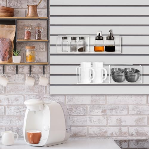 Teenyyou 2 Pcs Acrylic Wall Storage Bins 16 x 4 x 4 Inch Clear Storage Organizer Bins Transparent Display Trays for Retail Store Countertop Desk Office Garage Organization(2 Compartments) by Teenyyou - Image 6