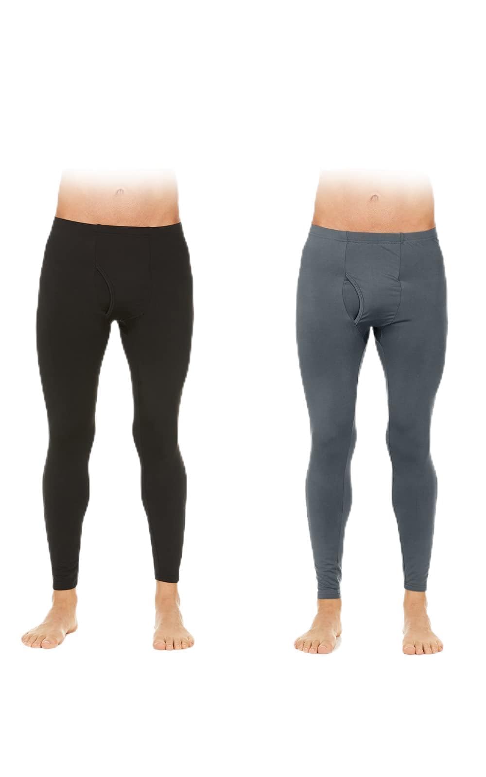 Thermajohn2 Pack Long Johns for Men Size S Charcoal & Black