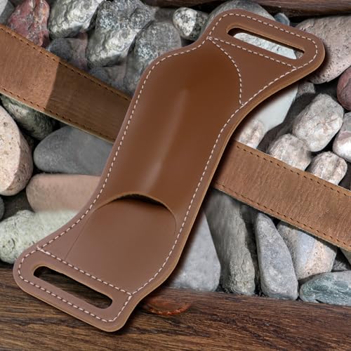 QUARKZMAN Leder Messerscheide für Gürtel 6,7 x 2,5 Natürliche Leder Gürtelschlaufe Horizontale Tragetasche für Klappmesser zum Outdoor Klettern Camping Radfahren und Wandern, Braun