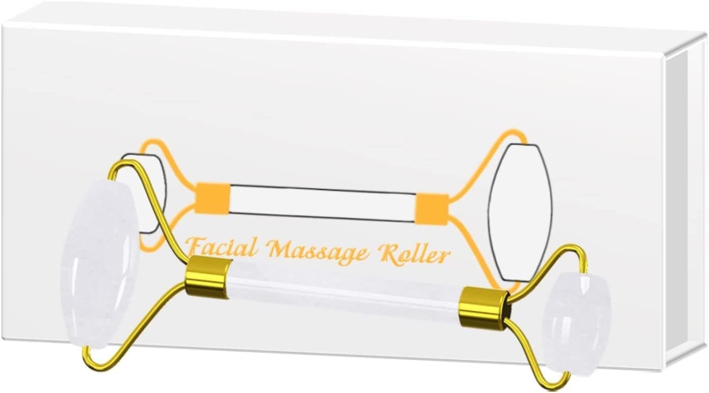Massageroller, Massagestab, Massagewerkzeug, Jaderoller for die Gesichtspflege, Gesichtsmassagegerät aus natürlichem weißem Stein, Roller-Ci No Box (Color : Rollerpu with Box)