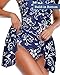 Yonique One Piece Swimsuits for Women Modest Tummy Control Swimdress Vintage Bathing Suits Skirt Swimwear Blue XL