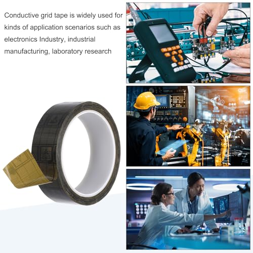 Image of PATIKIL Antistatic Tape, 2.36 Mil Thick, 1-3 /16 Inch x 39 Yards Conductive Adhesive Grid ESD Tape for Circuit Board Laptop Mobile Phone Communication Electronics Parts Black /Yellow