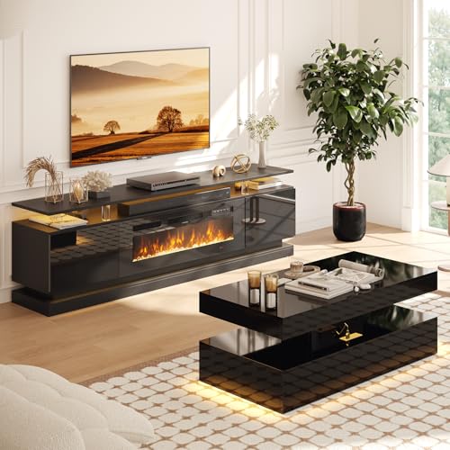 Nordivale Modern Table Set Includes 70" Fireplace TV Stand &